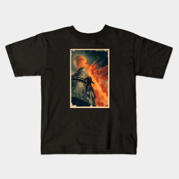 Explosion near Jupiter - Vintage Poster Style - Sci-Fi Kids T-Shirt by Fenay-Designs